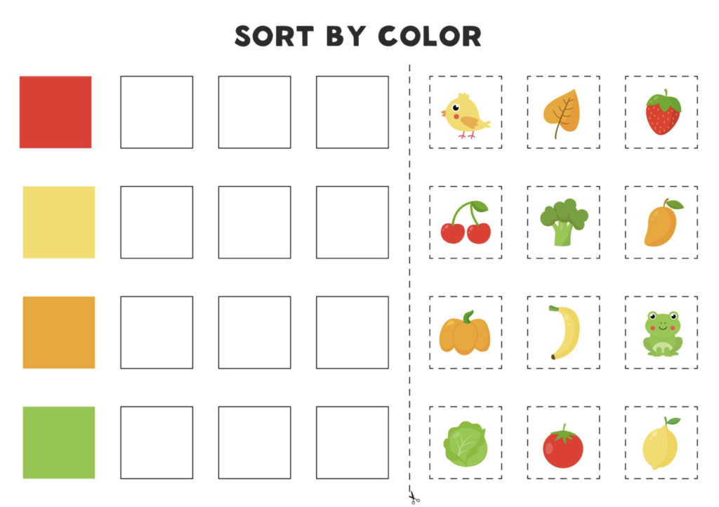 sort by color worksheet