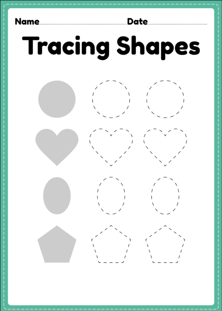 Tracing shapes worksheet for kids