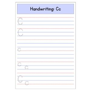 Kindergarten Letter C Handwriting Worksheet (Free Printable PDF Download)