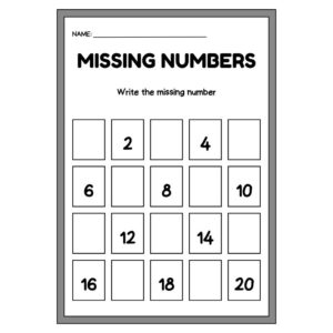 Missing even numbers worksheet printable for kids Even number sequence worksheet preschool PDF Fill in missing even numbers activity Kindergarten math worksheet even numbers practice Number pattern worksheet even numbers kids