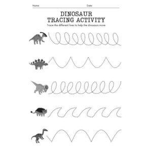 Preschool Dinosaur Line Tracing Worksheet (Free PDF Download)