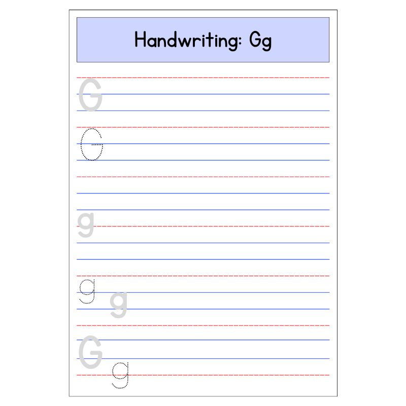 Letter G handwriting worksheet for kindergarten Free printable alphabet G tracing worksheet PDF Uppercase and lowercase G practice sheet for kids Learn to write letter G worksheet printable Preschool handwriting worksheet letter G