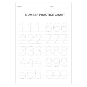 Kindergarten Number Practice Chart Worksheet (Free PDF Download)