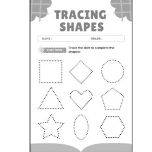 Tracing shapes worksheet for kids printable PDF Preschool shapes tracing activity with dotted lines Kids pre writing worksheet shapes tracing Kindergarten tracing shapes printable Fine motor tracing shapes worksheet