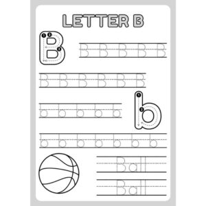 Letter B tracing worksheet for kids printable PDF Alphabet worksheet letter B uppercase lowercase tracing Kindergarten letter B handwriting practice sheet Preschool alphabet tracing worksheet B Learn letter B tracing worksheet for kids