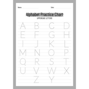 Kindergarten Alphabet Practice Chart Worksheet (Free PDF Download)