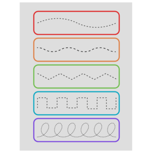 Simple bold rainbow pencil control tracing cards for preschool fine motor skills practice