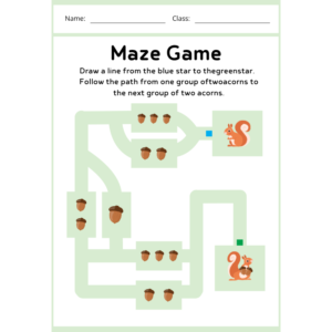 Kindergarten Acorn Maze Worksheet (Free PDF Download)
