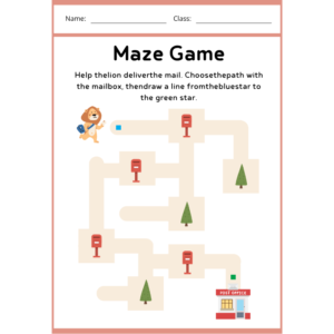 Kindergarten Lion Maze Worksheet (Free PDF Download)